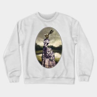 Victorian Hare Lady Oval Design Crewneck Sweatshirt